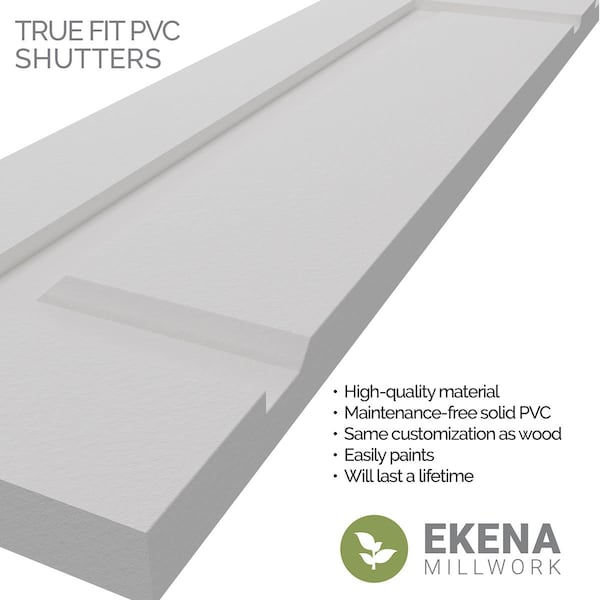True Fit PVC Two Equal Raised Panel Shutters, Black, 15W X 55H
